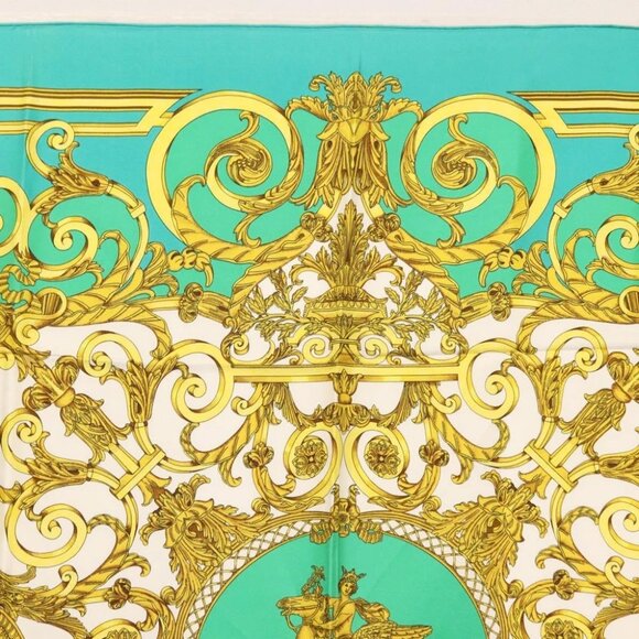 HERMES Carre 90 Scarf ""LES TUILERIE"" Silk Green Auth - Picture 3 of 14